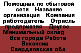 Помощник по сбытовой сети › Название организации ­ Компания-работодатель › Отрасль предприятия ­ Другое › Минимальный оклад ­ 1 - Все города Работа » Вакансии   . Свердловская обл.,Алапаевск г.